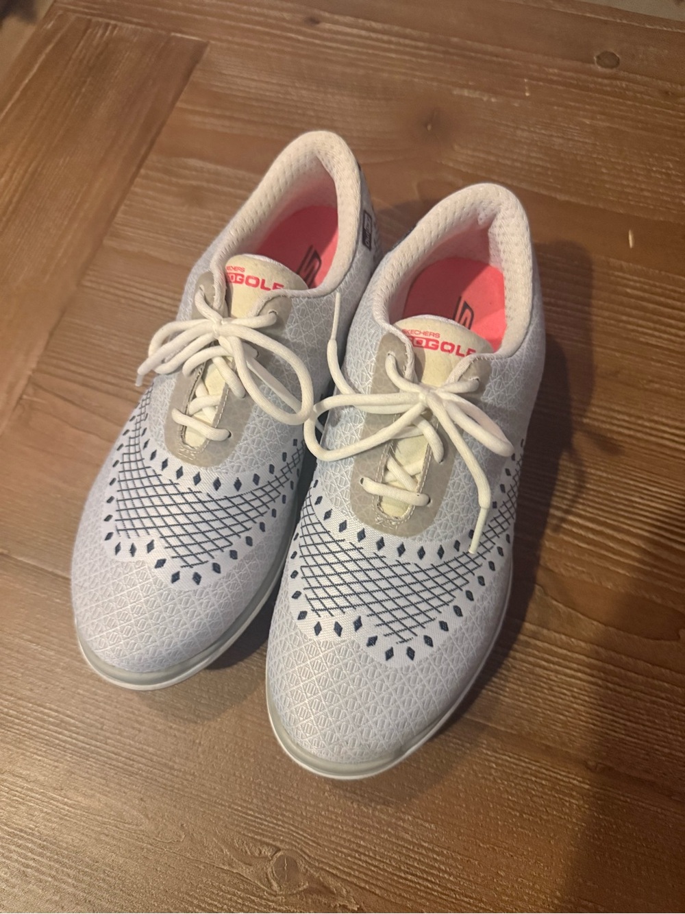 Skechers Women's Light Gray Athletic Lace-Up Sneakers with Pink Insole